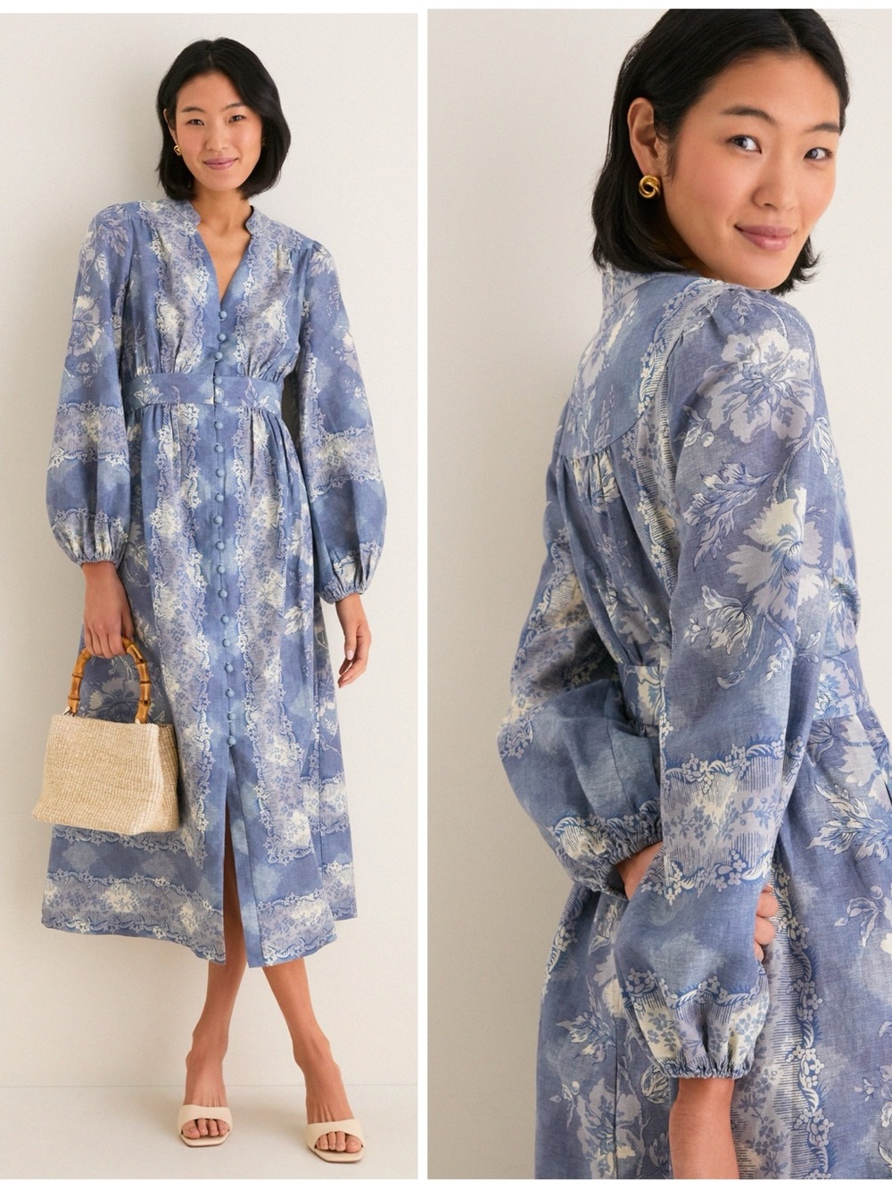 NWT Tuckernuck Provence Hills Serena Midi Long Sleeve Cotton Linen Dress Small